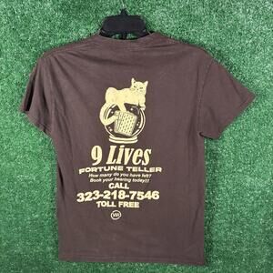 Young & Reckless Men's S T-Shirt 9 Lives Short Sleeve Crewneck Tee  Brown